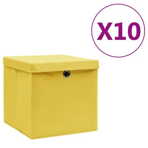 HD Úložné boxy s víky 10 ks 28 x 28 x 28 cm žluté