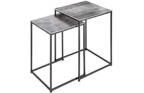 Noble Home Stříbrno-černý set dvou kovových konferenčních stolků Future