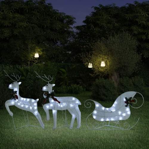 Emaga Vánoční sobi se sáněmi 60 LED diod do exteriéru bílá