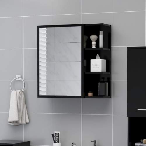 HD Koupelnová skříňka se zrcadlem černá 62,5x20,5x64cm dřevotříska