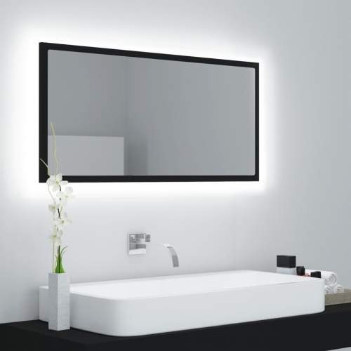 HD Koupelnové zrcadlo LED černé 90 x 8,5 x 37 cm dřevotříska