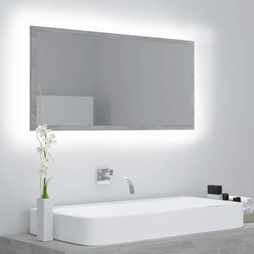 HD LED koupelnové zrcadlo betonově šedé 90x8,5x37 cm dřevotříska