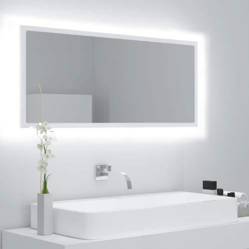 HD LED koupelnové zrcadlo bílé 100 x 8,5 x 37 cm dřevotříska