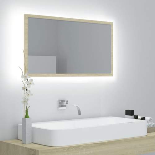 vidaXL Koupelnové zrcadlo LED dub sonoma 80 x 8,5 x 37 cm dřevotříska