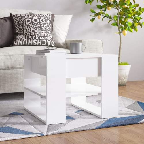 HD Konferenční stolek lesklý bílý 55,5x55x45 cm kompozitní dřevo
