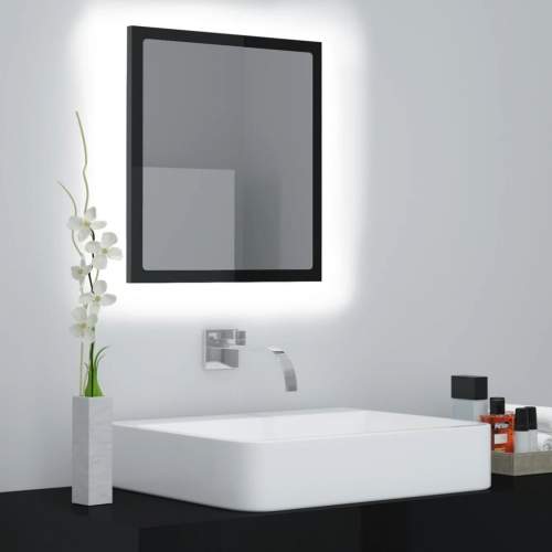 HD LED koupelnové zrcadlo lesklé černé 40x8,5x37 cm dřevotříska