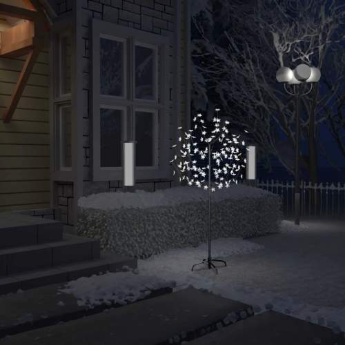 HD Vánoční strom 120 LED chladné bílé světlo třešňový květ 150 cm