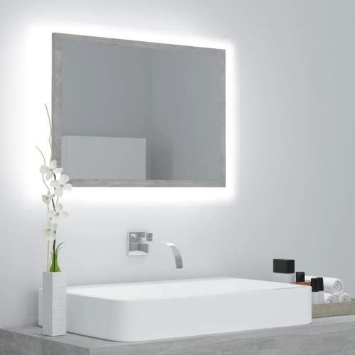 HD LED koupelnové zrcadlo betonově šedé 60x8,5x37 cm dřevotříska