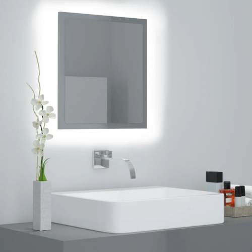 HD LED koupelnové zrcadlo lesklé šedé 40 x 8,5 x 37 cm dřevotříska