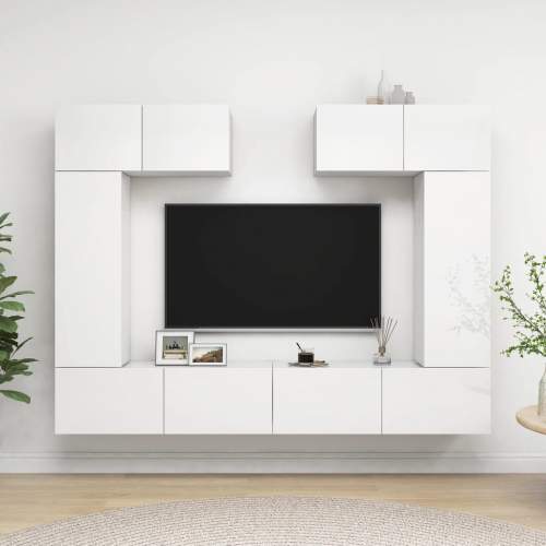 vidaXL 6dílný set TV skříněk bílý s vysokým leskem dřevotříska