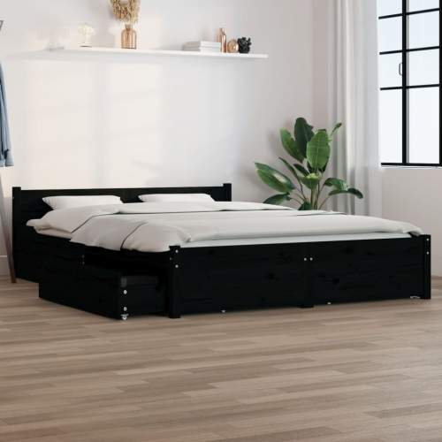 vidaXL Rám postele se zásuvkami černý 160 x 200 cm