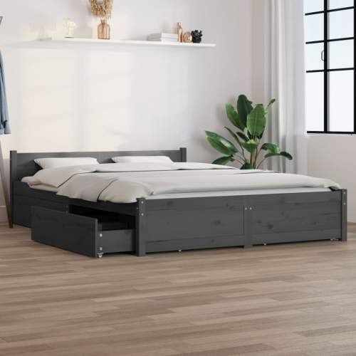 vidaXL Rám postele se zásuvkami šedý 150 x 200 cm King Size