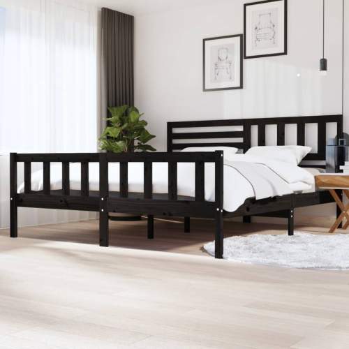 SHUMEE Rám postele černý masivní dřevo 200 x 200 cm
