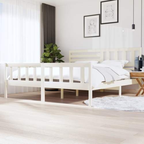 SHUMEE Rám postele bílý masivní dřevo 200 x 200 cm
