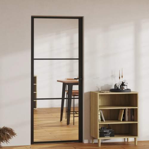 SHUMEE Interiérové dveře ESG sklo a hliník 83 x 201,5 cm černé