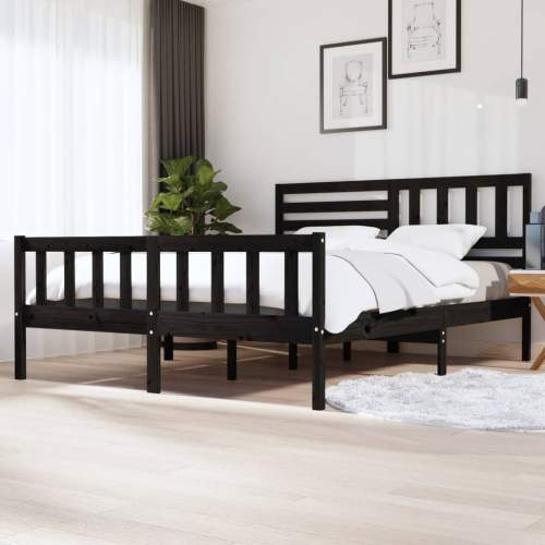SHUMEE Rám postele černý masivní dřevo 180 x 200 cm Super King