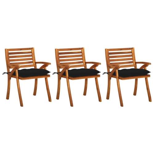 SHUMEE Zahradní jídelní židle s poduškami 3 ks masivní akáciové dřevo
