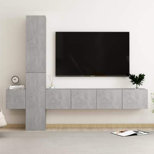 SHUMEE 5dílný set TV skříněk betonově šedý dřevotříska