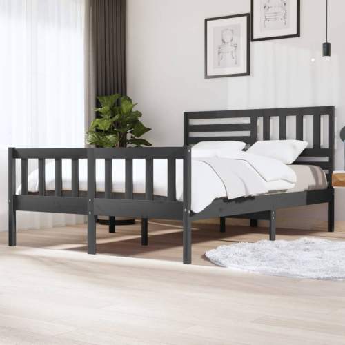 SHUMEE Rám postele šedý masivní dřevo 150 x 200 cm King Size