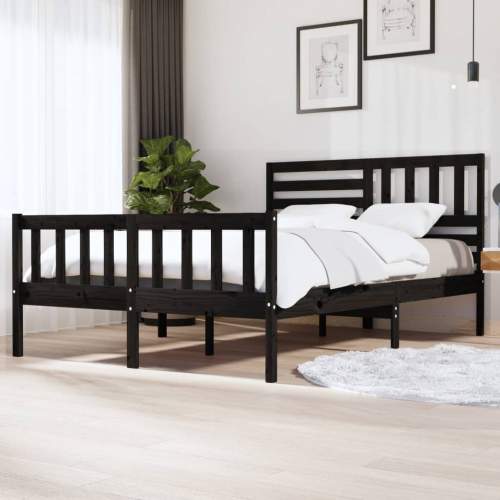 SHUMEE Rám postele černý masivní dřevo 150 x 200 cm King Size
