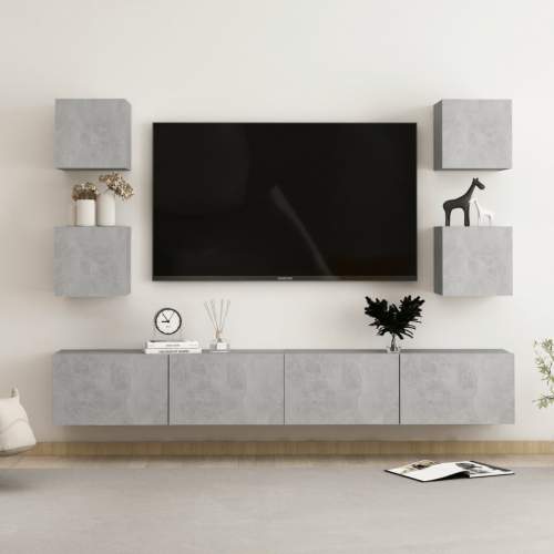 SHUMEE 6dílný set TV skříněk betonově šedý dřevotříska