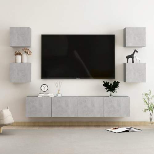 SHUMEE 6dílný set TV skříněk betonově šedý dřevotříska