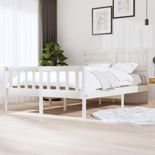 SHUMEE Rám postele bílý masivní dřevo 140 x 200 cm