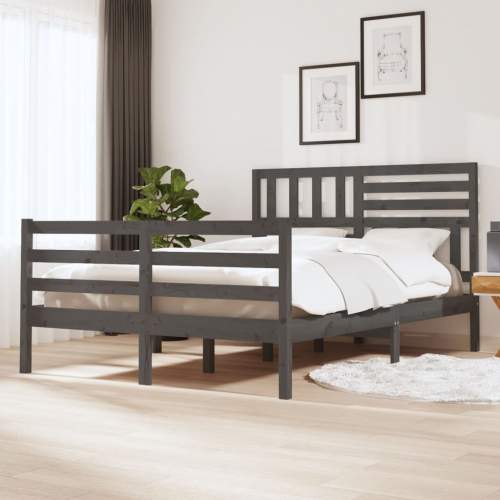 SHUMEE Rám postele šedý masivní dřevo 160 x 200 cm