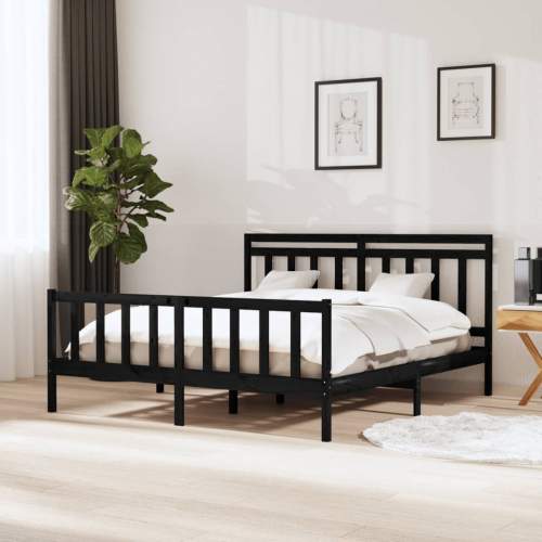 SHUMEE Rám postele černý masivní dřevo 160 x 200 cm