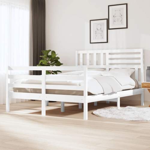 SHUMEE Rám postele bílý masivní dřevo 160 x 200 cm