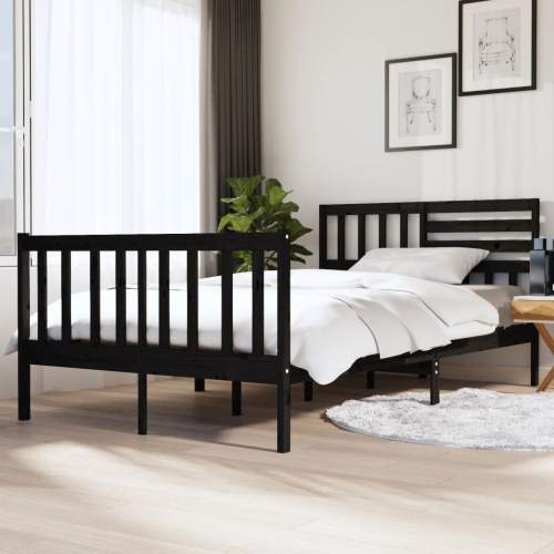 SHUMEE Rám postele černý masivní dřevo 135 x 190 cm Double