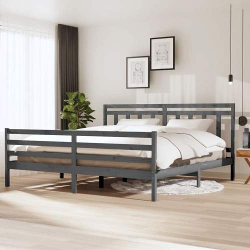 SHUMEE Rám postele šedý masivní dřevo 200 x 200 cm