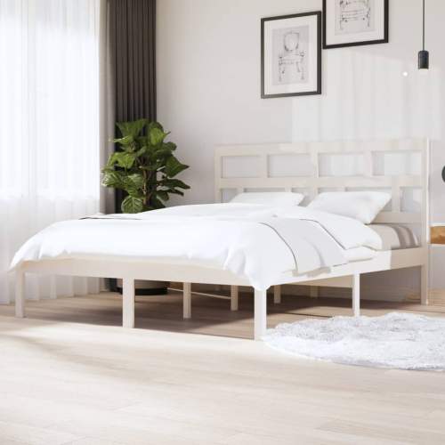SHUMEE Rám postele bílý masivní dřevo 180 x 200 cm Super King