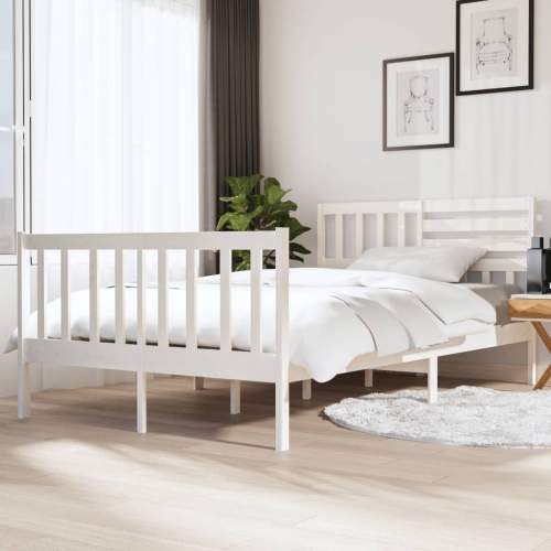 SHUMEE Rám postele bílý masivní dřevo 140 x 190 cm