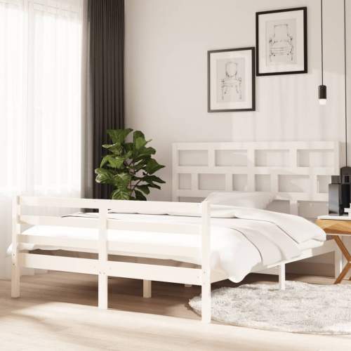 SHUMEE Rám postele bílý masivní dřevo 150 x 200 cm King Size