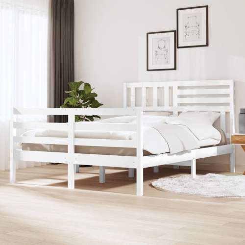 SHUMEE Rám postele bílý masivní dřevo 140 x 200 cm