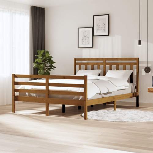 SHUMEE Rám postele medově hnědý masivní dřevo 160 x 200 cm