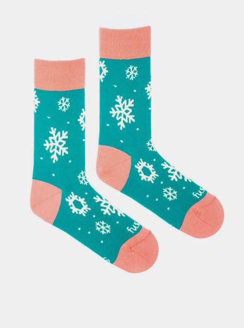 Růžovo-zelené vzorované ponožky Fusakle Sněhovice - 35-38