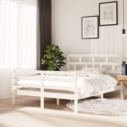 Rám postele bílý masivní borovice 140 x 200 cm