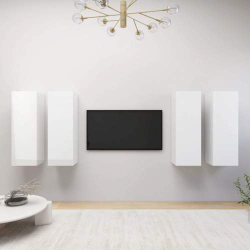 TV skříňky 4 ks bílé s vysokým leskem 30,5x30x90 cm dřevotříska