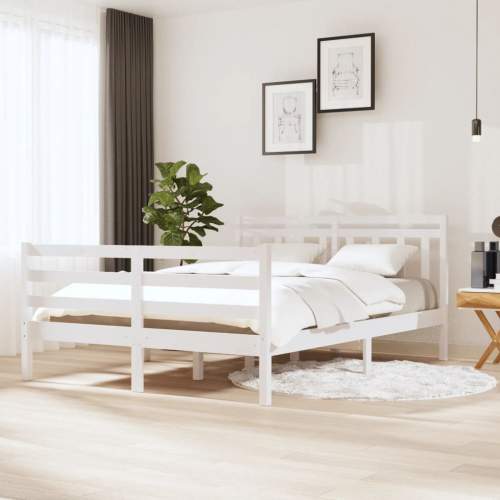 Rám postele bílý masivní dřevo 140 x 190 cm