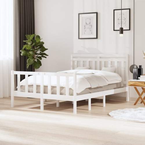 Rám postele bílý masivní dřevo 135 x 190 cm Double