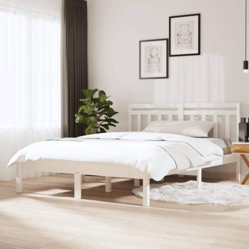 Rám postele bílý masivní dřevo 135 x 190 cm Double