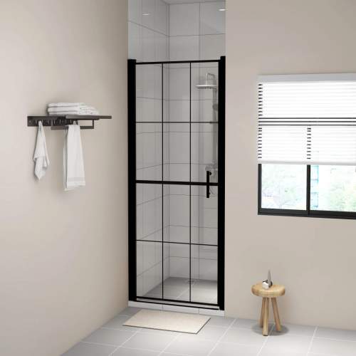 Sprchové dveře tvrzené sklo 81×195 cm černé 148887