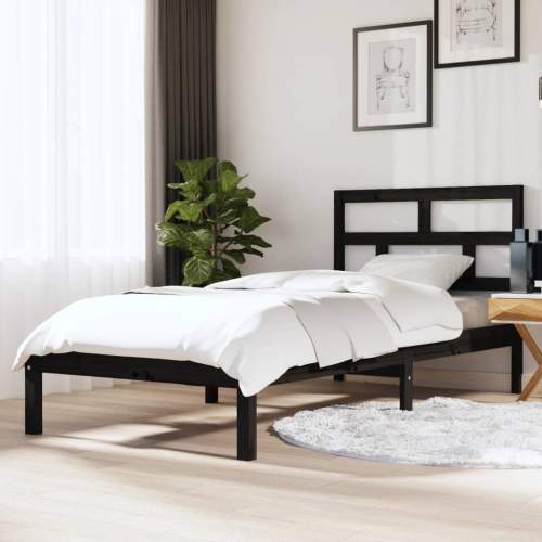 Rám postele černý masivní dřevo 90 x 190 cm Single