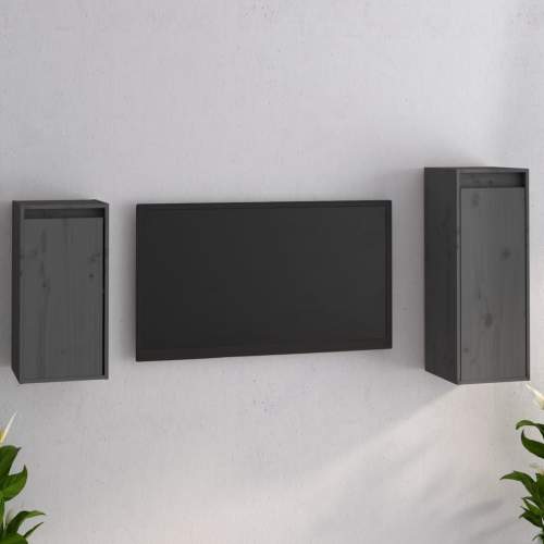 TV skříňky 2 ks šedé masivní borové dřevo