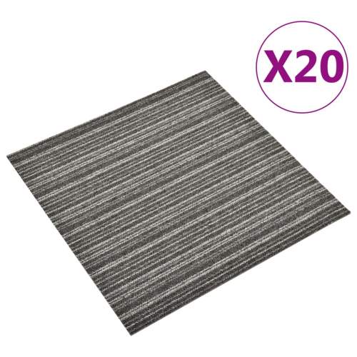 vidaXL Kobercové podlahové dlaždice 20ks 5m² 50x50 cm proužky antracit
