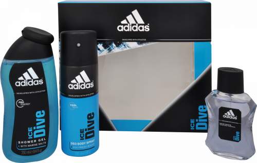 Adidas Ice Dive toaletní voda s rozprašovačem 50 ml + sprchový gel 250 ml + deodorant ve spreji 150 ml