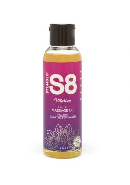 Stimul8 S8 Omani Lime & Spicy Ginger Massage Oil 125 ml, erotický masážní olej s vůní ománské limetky a kořeněného zázvoru