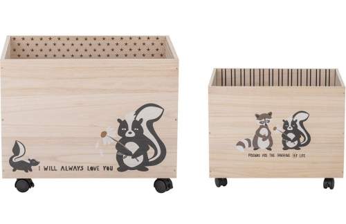 Bloomingville Nonni 40/50 x 30/35 cm Set dvou dřevěných úložných boxů na hračky